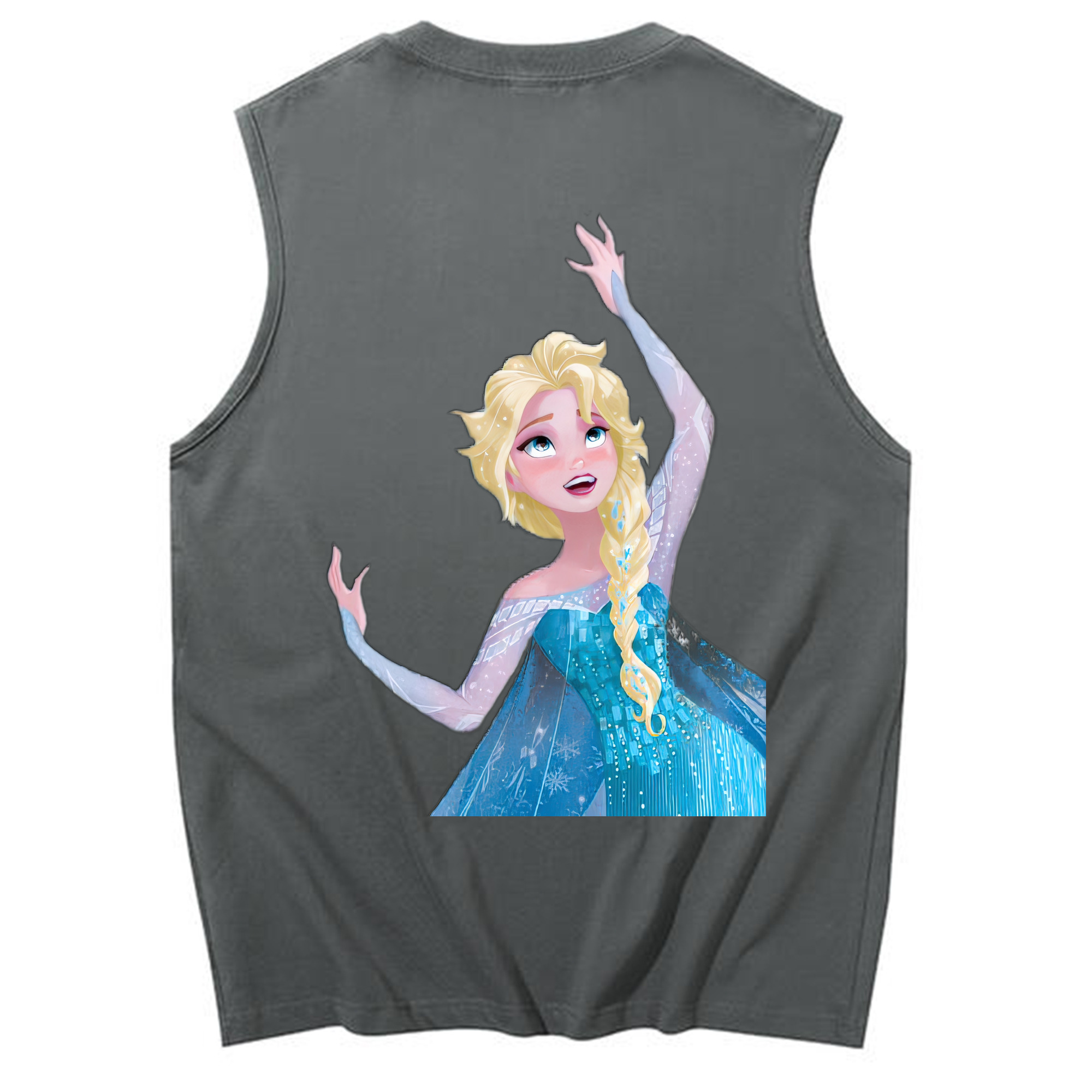 （画像用） アナと雪の女王 アンナ エルサ Frozen Anna Elsa コットン100％タンクトップ（背面プリント）